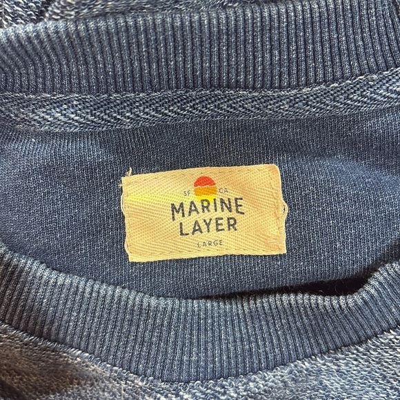 Marine Layer Blue Daria Textured Crewneck Sweatshirt - Picture 3 of 9